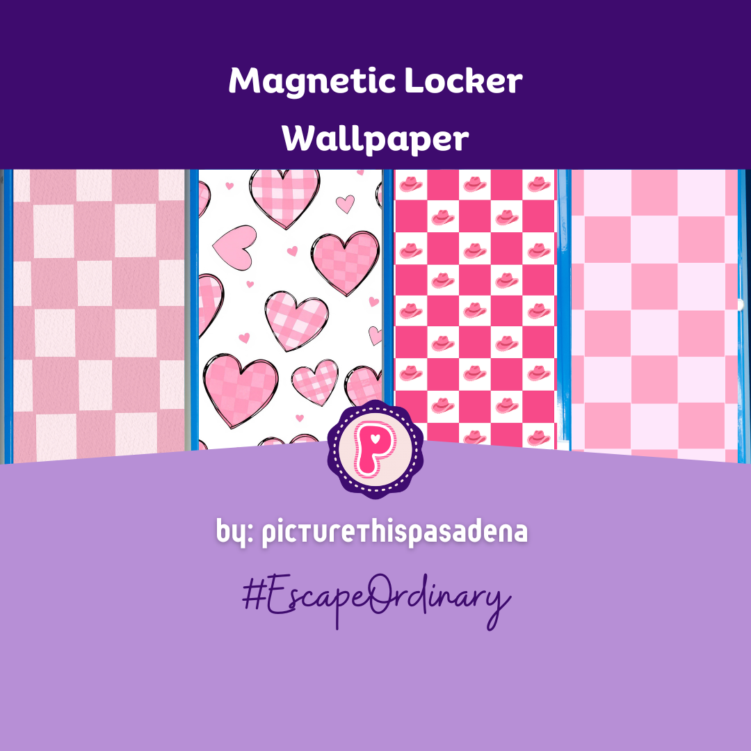 Magnetic Locker Wallpaper - Pink Checks | 4 Sheets