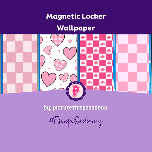 Magnetic Locker Wallpaper - Pink Checks | 4 Sheets