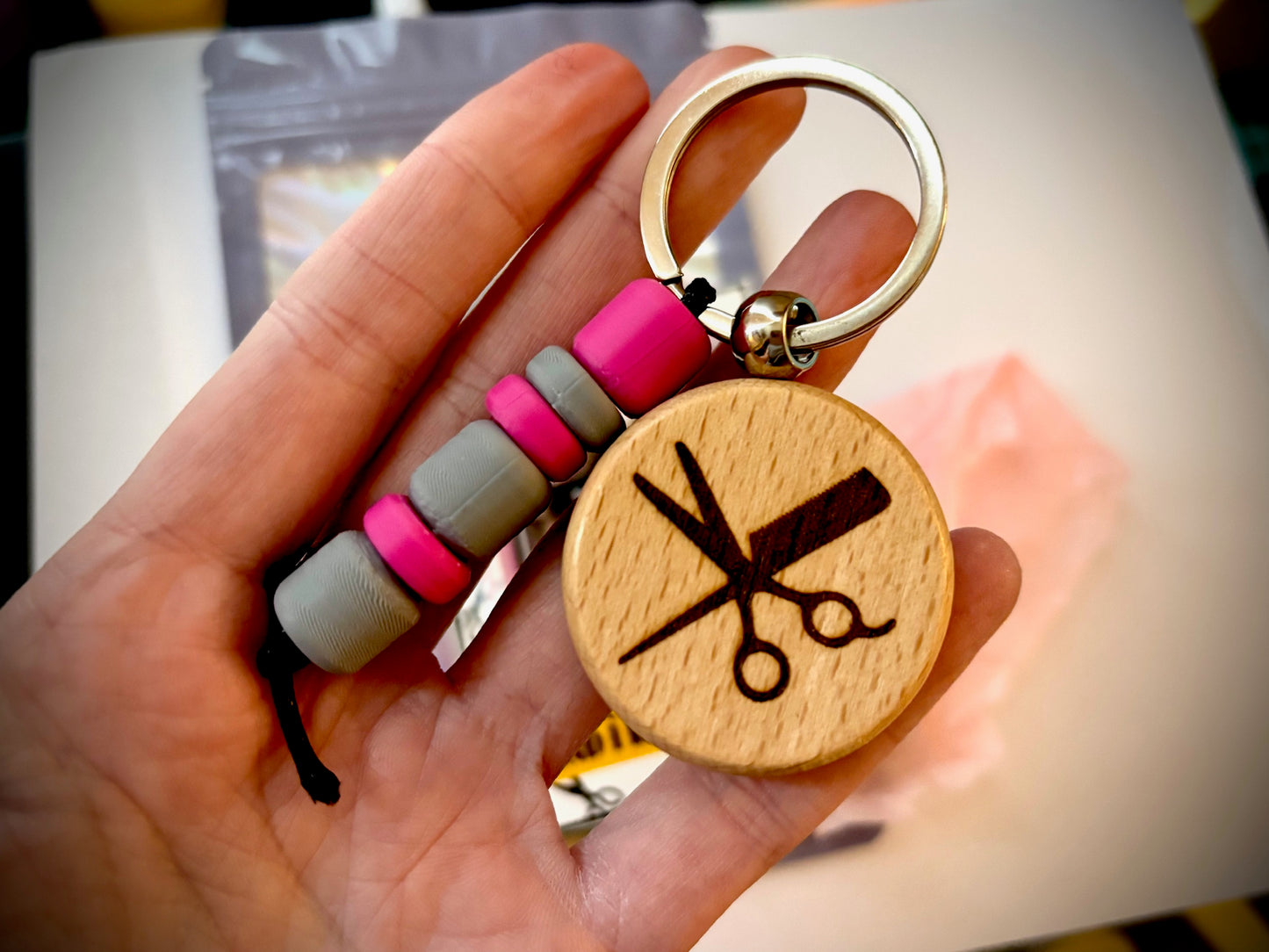 Personalized Beaded Keyring Laser Engraved