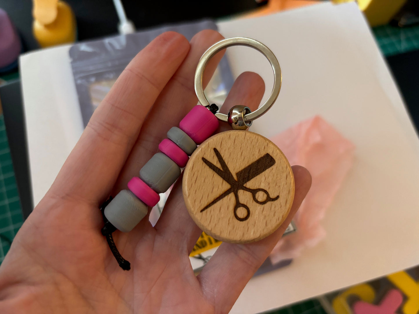 Personalized Beaded Keyring Laser Engraved