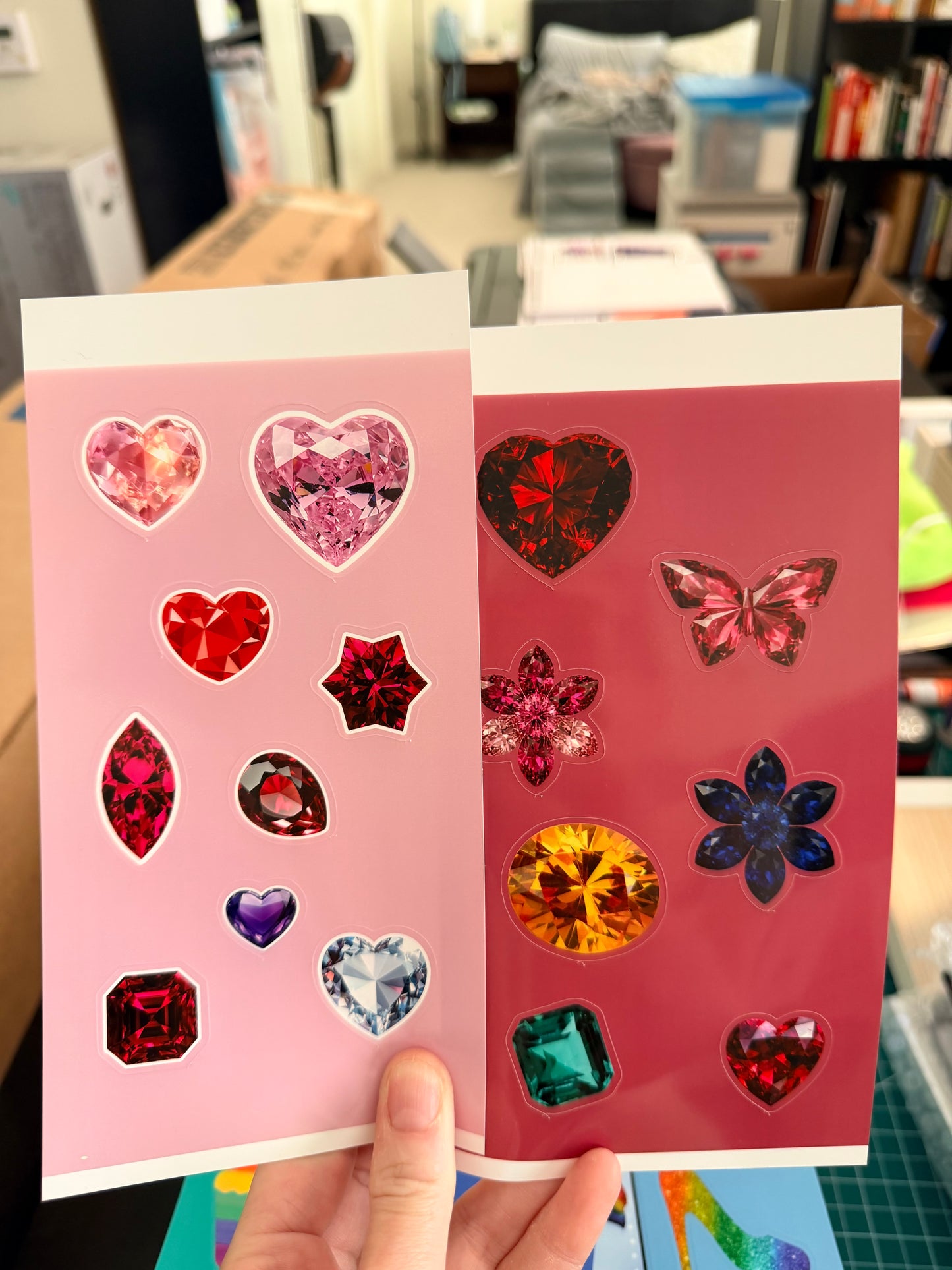 16 Assorted Gemstone Stickers - Water Resistant Sticker Sheets