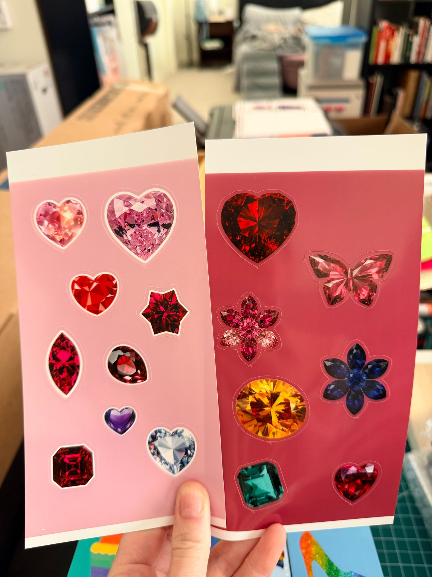 16 Assorted Gemstone Stickers - Water Resistant Sticker Sheets
