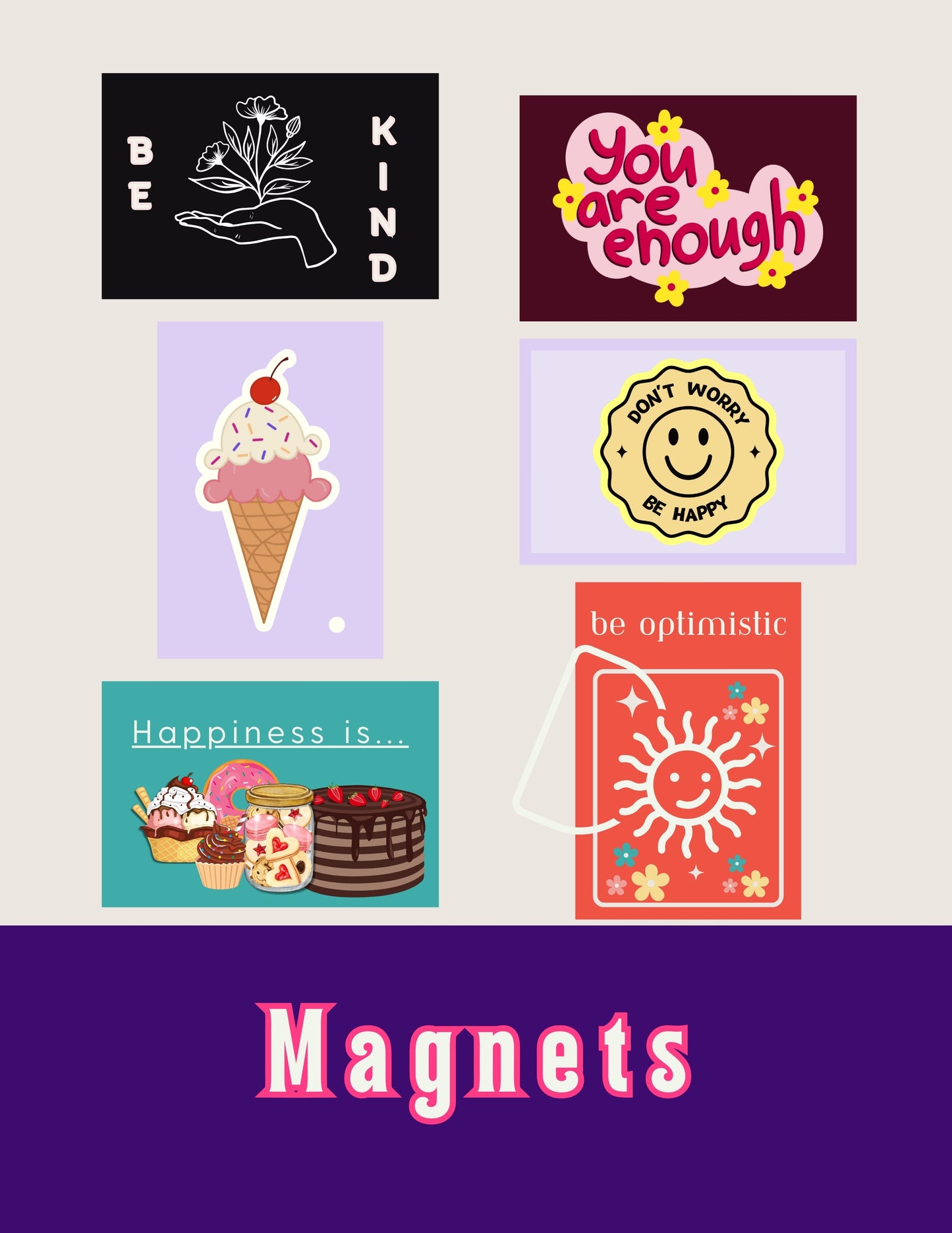 Locker Set - Magnetic Wallpaper / Individual Magnets / Matching Bookmark and Stickers