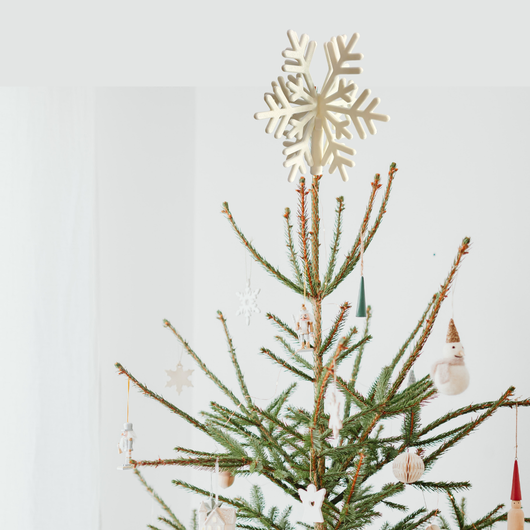 Snowflake Tree Topper For Christmas, Festive Decor