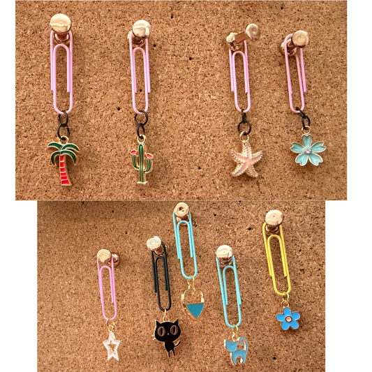 Paperclip Bookmarks with Charm - Set of 5
