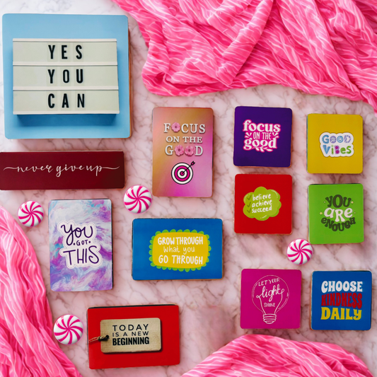 11 Pcs Inspirational Magnets Square and Rectangle Positive Affirmations