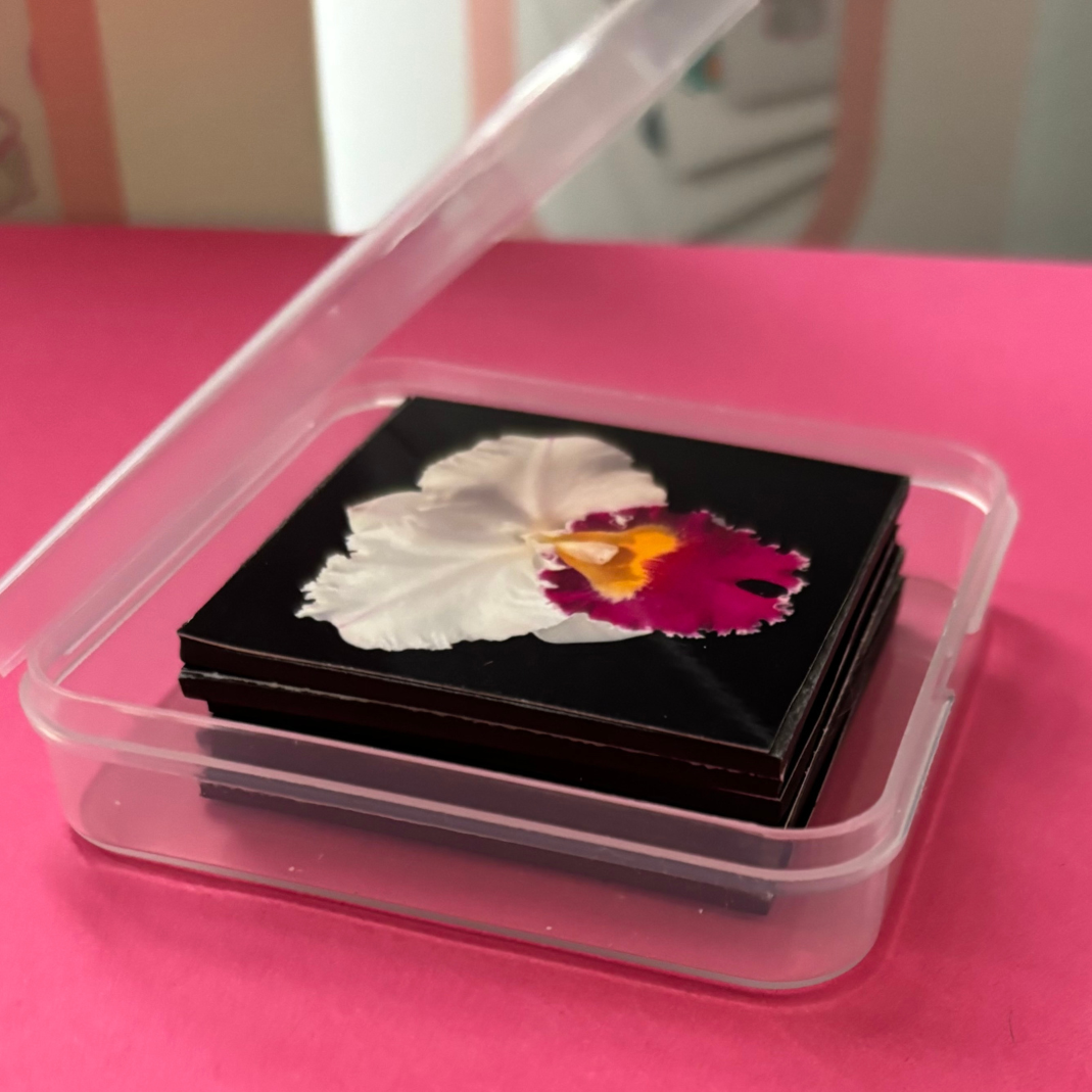 FLOWER PHOTO SQUARE MAGNET SET