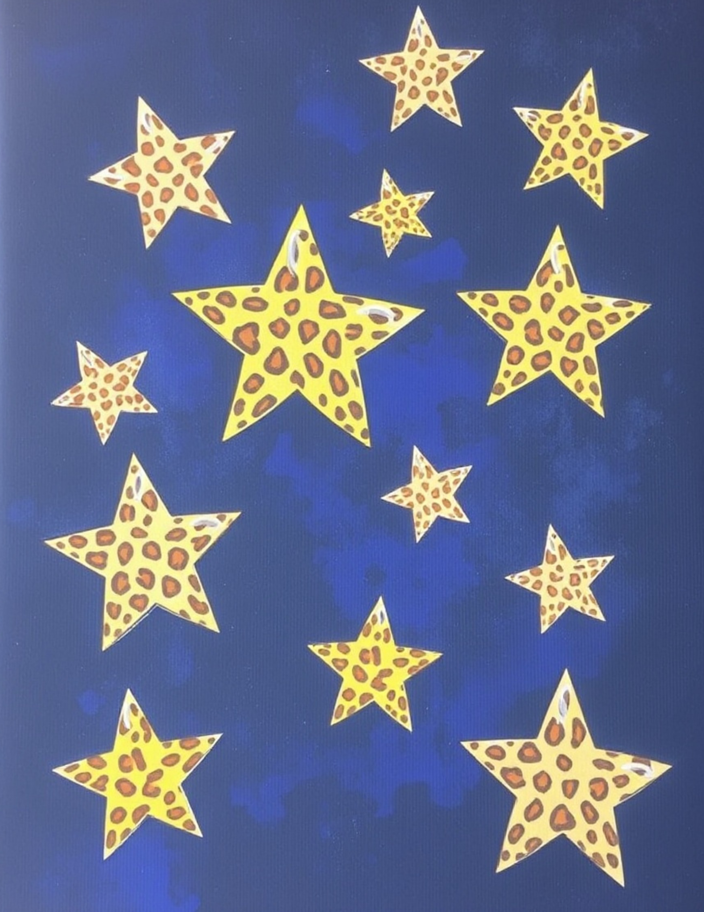Magnetic Locker Wallpaper - Navy Blue Background with Cheetah Print Stars | 2 Sheets