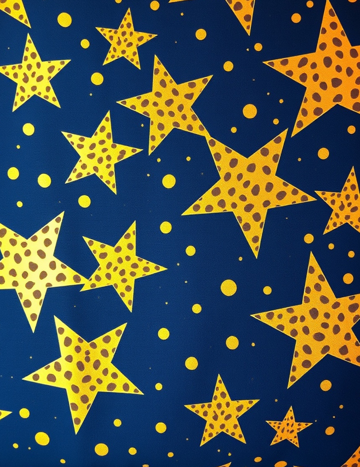 Magnetic Locker Wallpaper - Navy Blue Background with Cheetah Print Stars | 2 Sheets