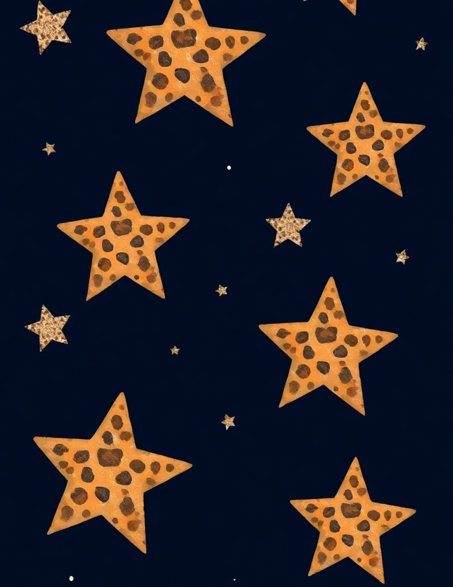 Magnetic Locker Wallpaper - Navy Blue Background with Cheetah Print Stars | 2 Sheets
