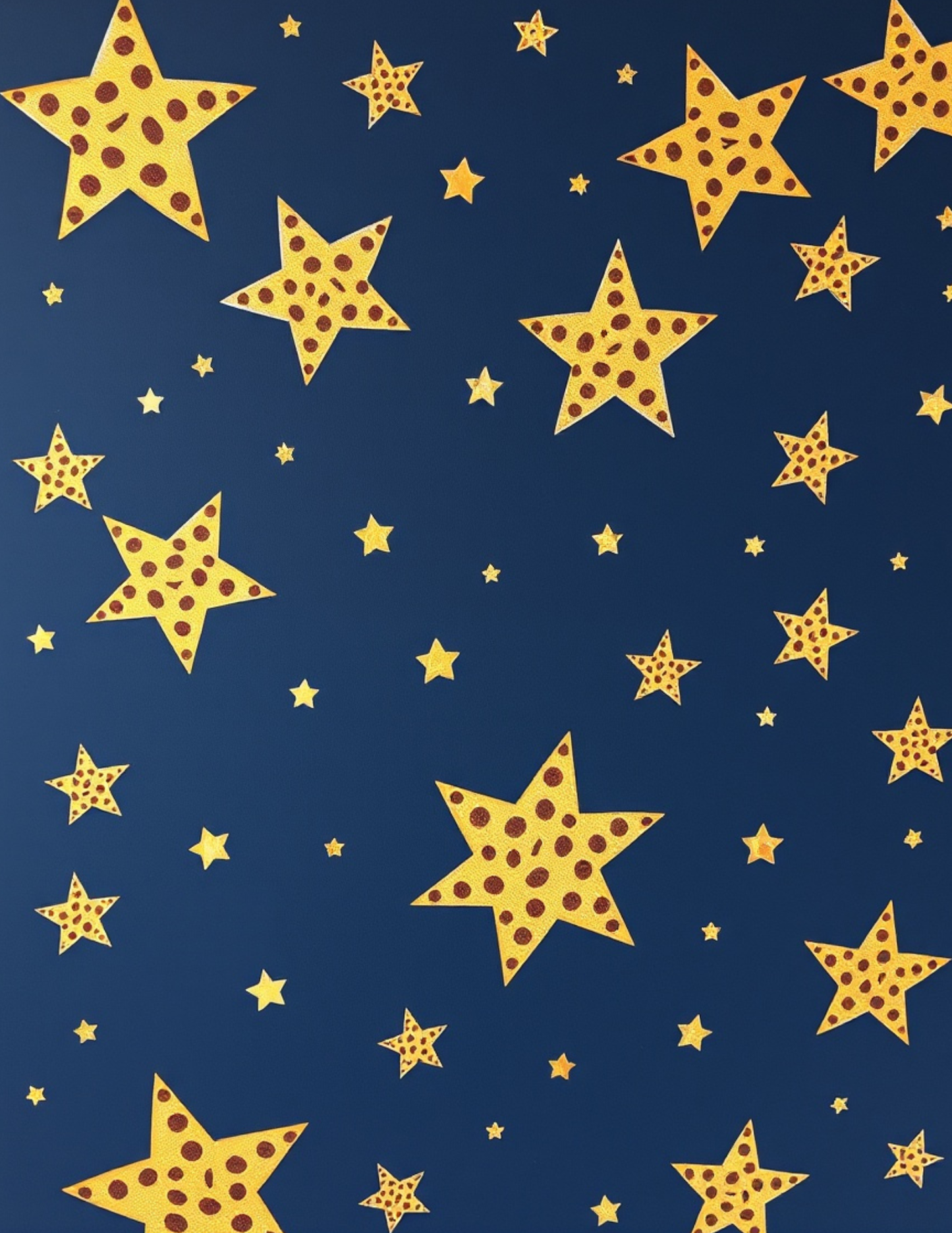 Magnetic Locker Wallpaper - Navy Blue Background with Cheetah Print Stars | 2 Sheets