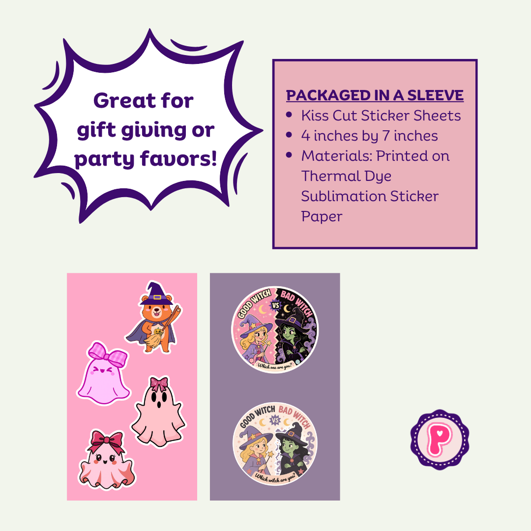 Halloween Sticker Sheets, Ghost Decals, Witch Stickers