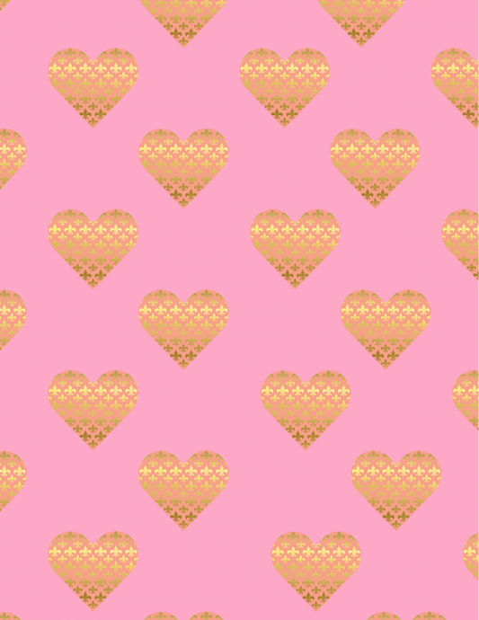 Magnetic Locker Wallpaper - Pink with Gold Hearts