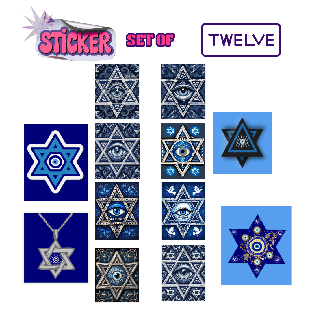 LARGE JEWISH STAR OF DAVID EVIL EYE DIE CUT STICKERS