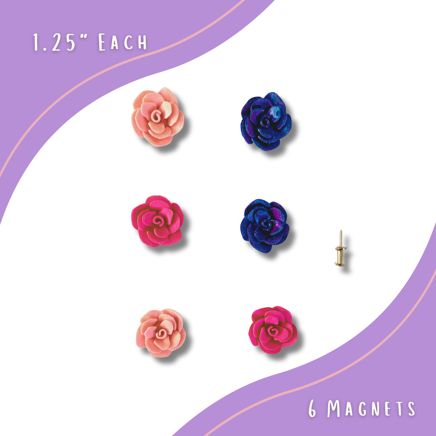 6 Piece Cute Flower Magnets