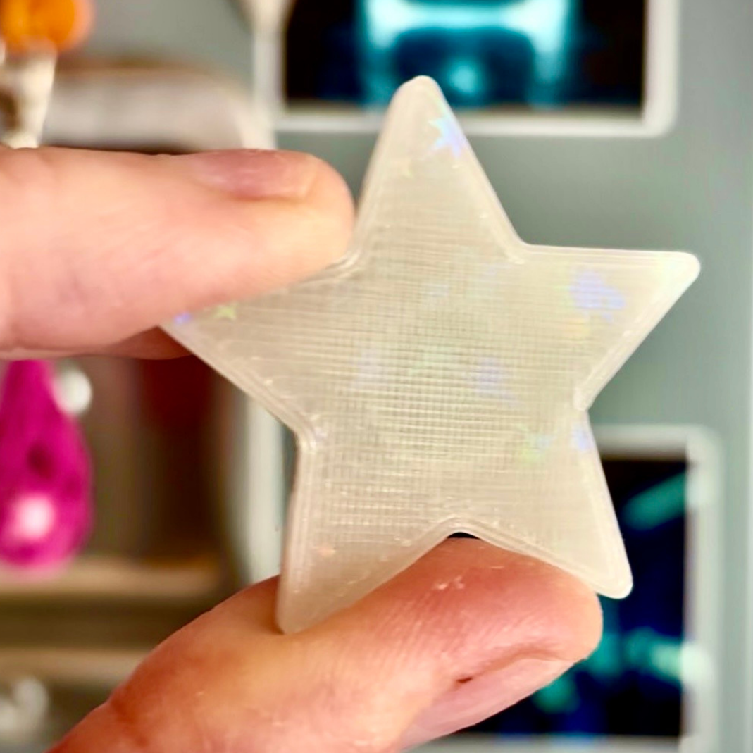 12Pcs Strong Star Refrigerator Magnets - Holographic | 3D Decorative Magnets for Kitchen, Locker or Office