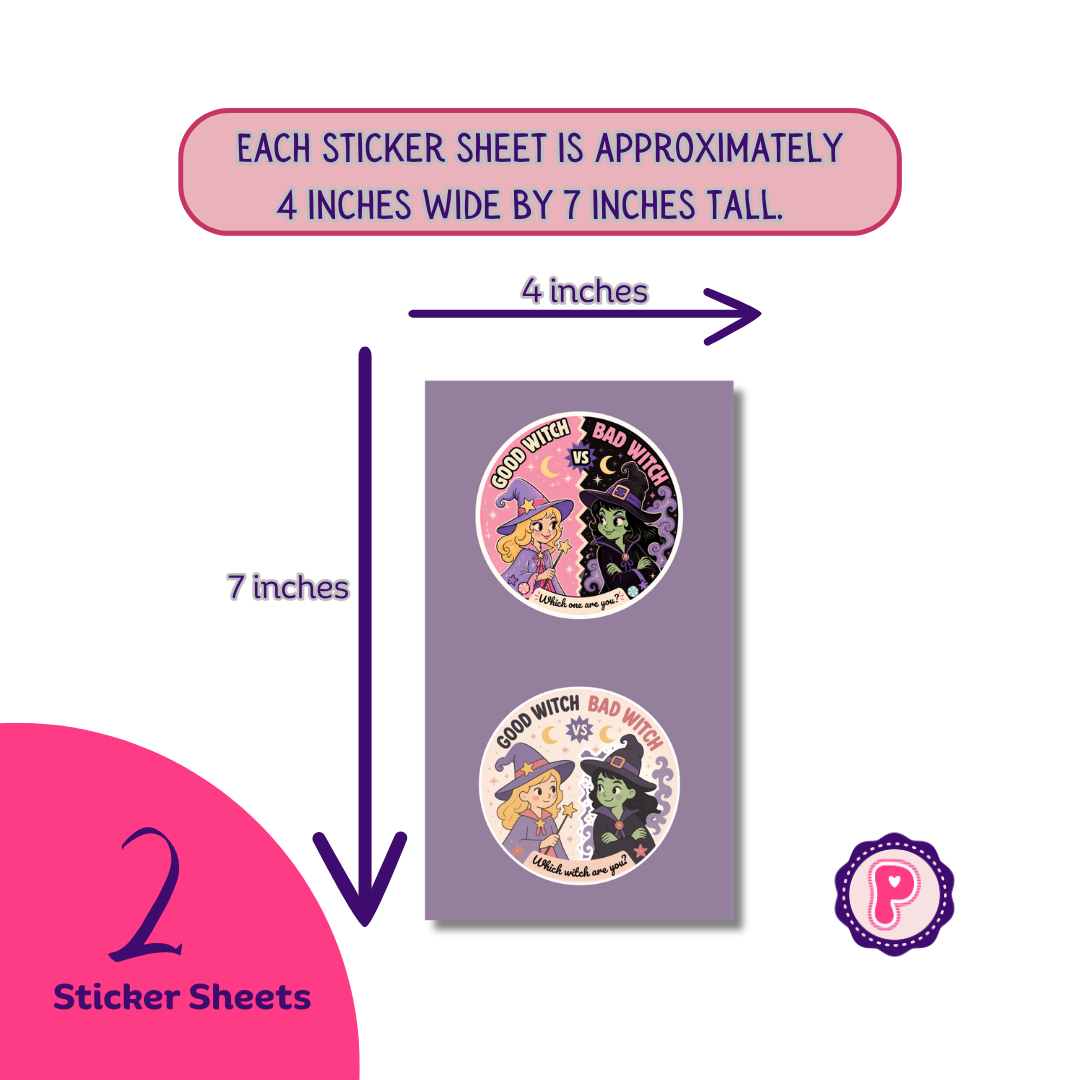 Halloween Sticker Sheets, Ghost Decals, Witch Stickers