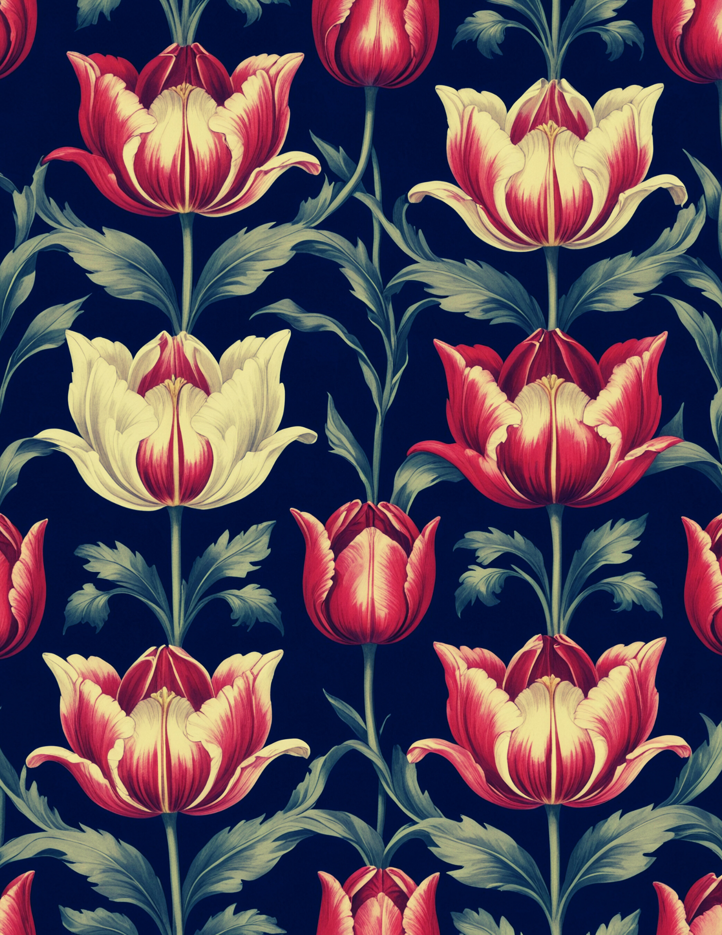 Magnetic Wallpaper Tulips on Navy Background