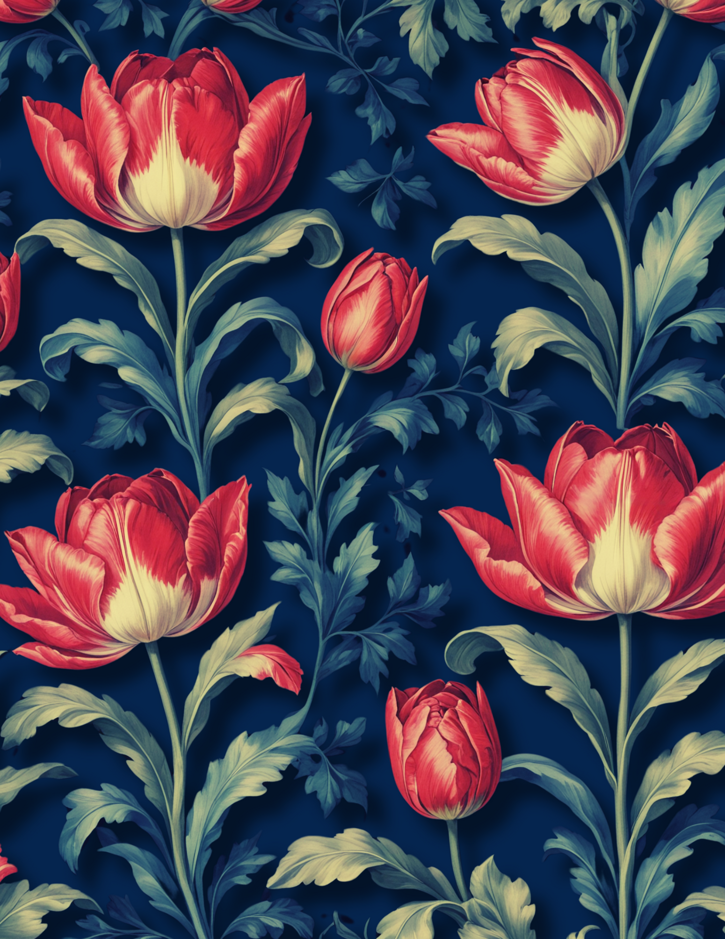 Magnetic Wallpaper Tulips on Navy Background