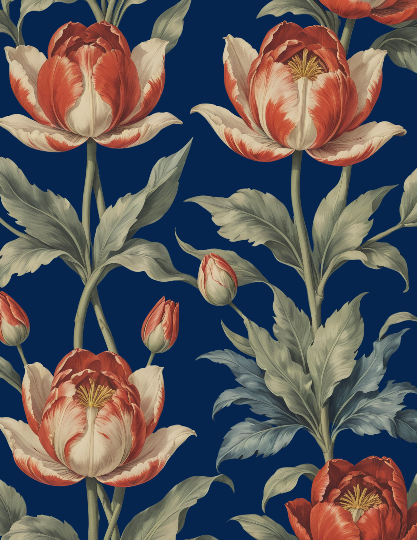 Magnetic Wallpaper Tulips on Navy Background