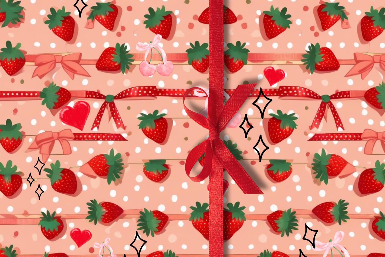 Magnetic Locker Wallpaper - Berries Gone Wild Collection - Strawberry Wallpaper