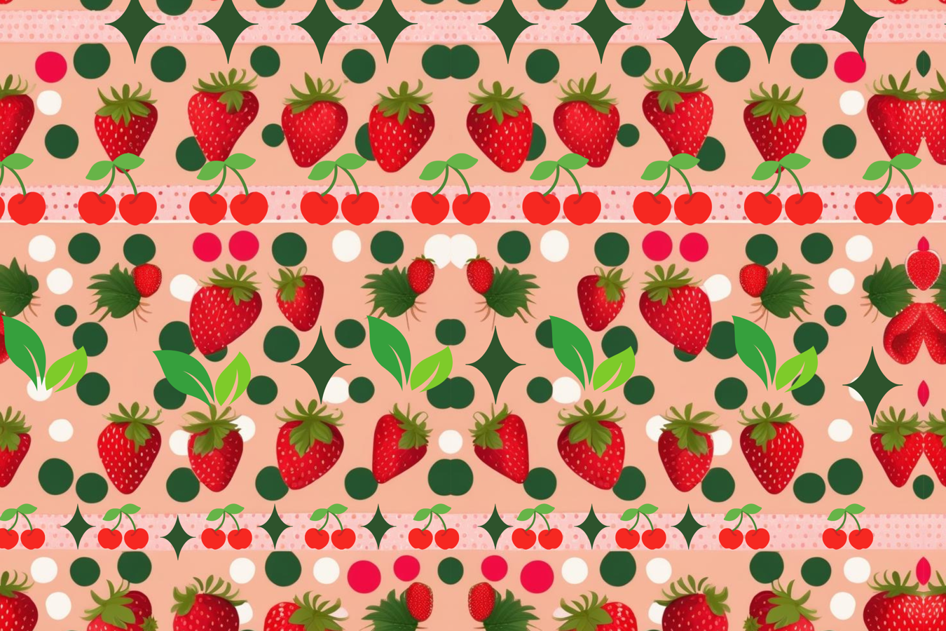 Magnetic Locker Wallpaper - Berries Gone Wild Collection - Strawberry Wallpaper