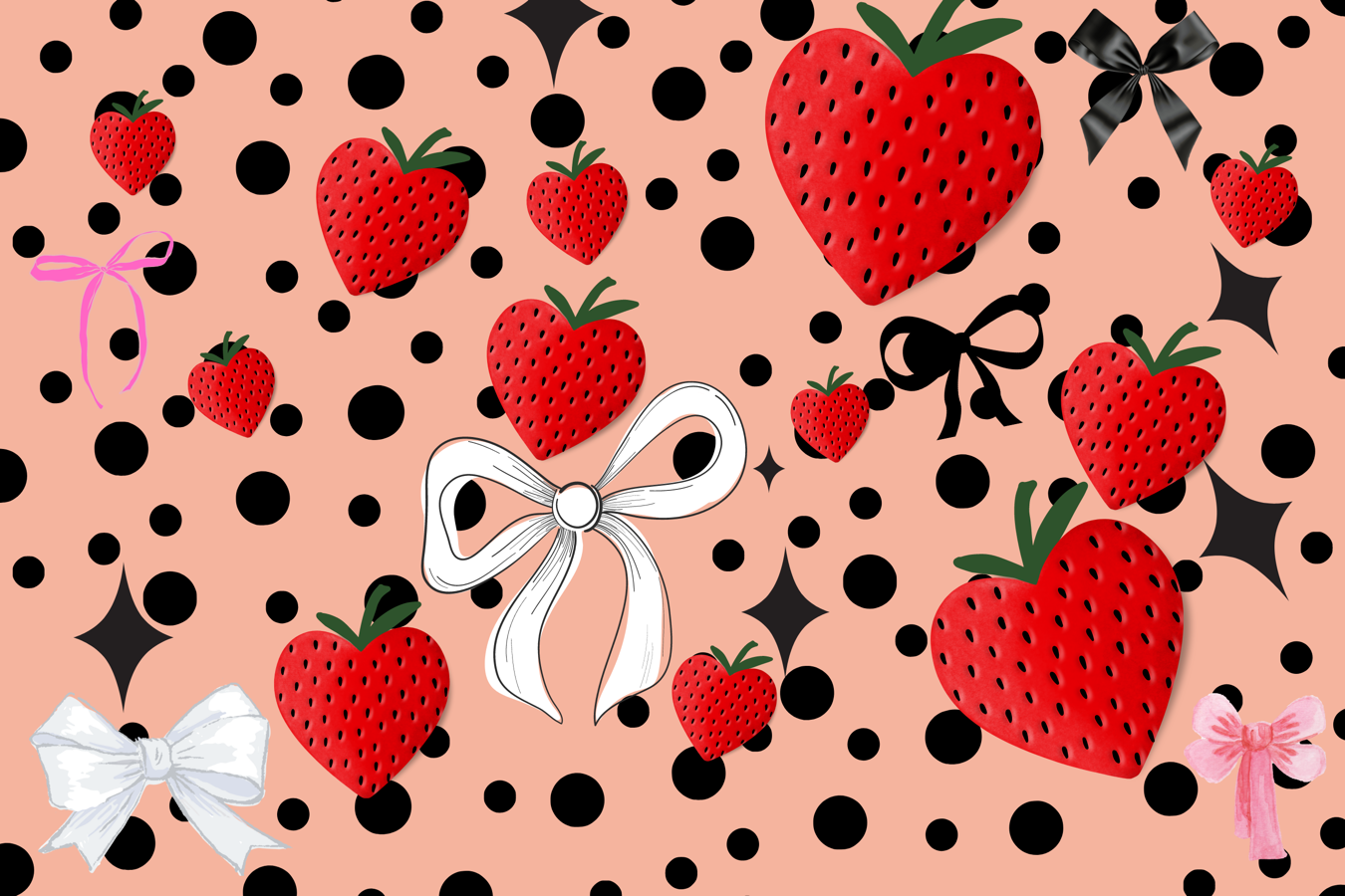 Magnetic Locker Wallpaper - Berries Gone Wild Collection - Strawberry Wallpaper