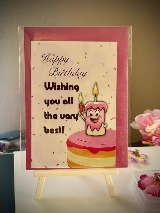 Anthropomorphic Candle Happy Birthday Card With Envelope