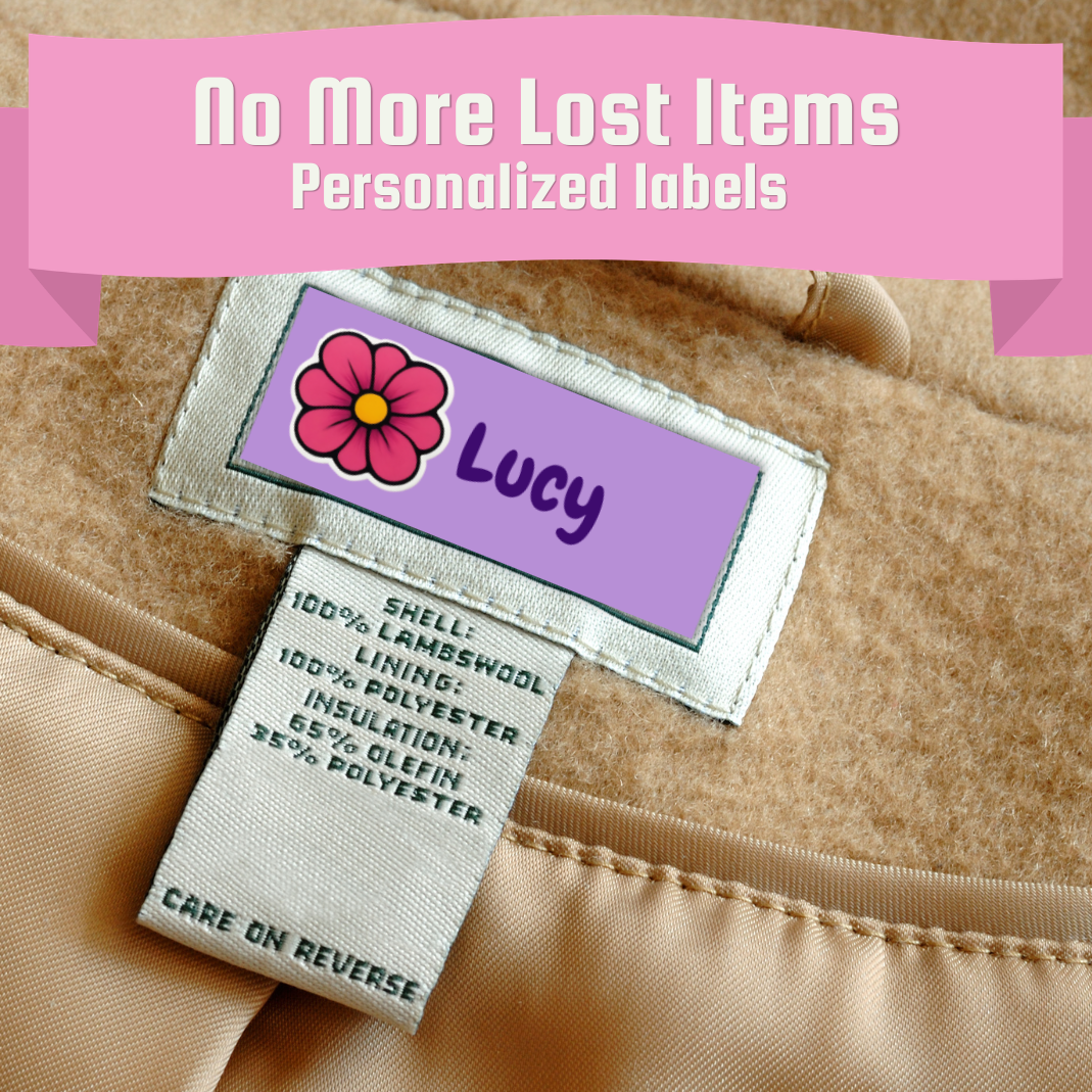 Personalized Name Labels for Kids - 52 Labels