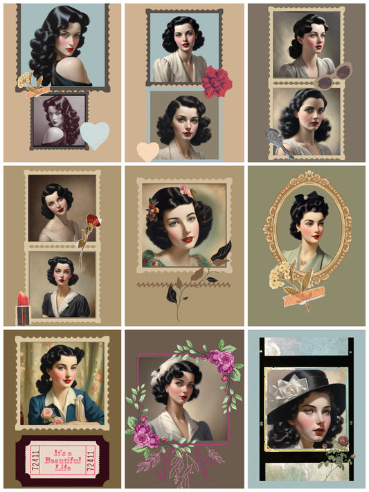 Vintage Style Portrait Magnet Collection (AI) / 2”x3” / 10 pcs