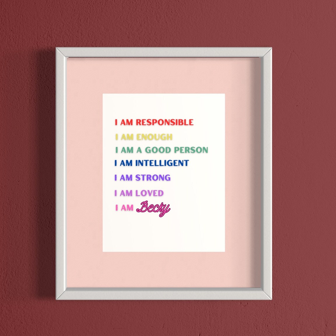 Personalized Affirmation Poster 8.5”x11” Letter Size