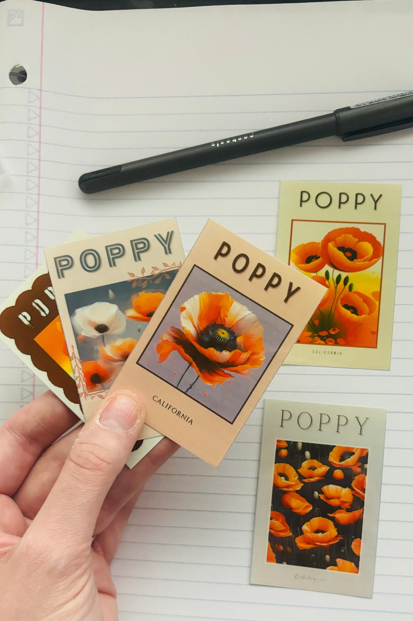 California Poppy Flower Sticker Set - 8pc