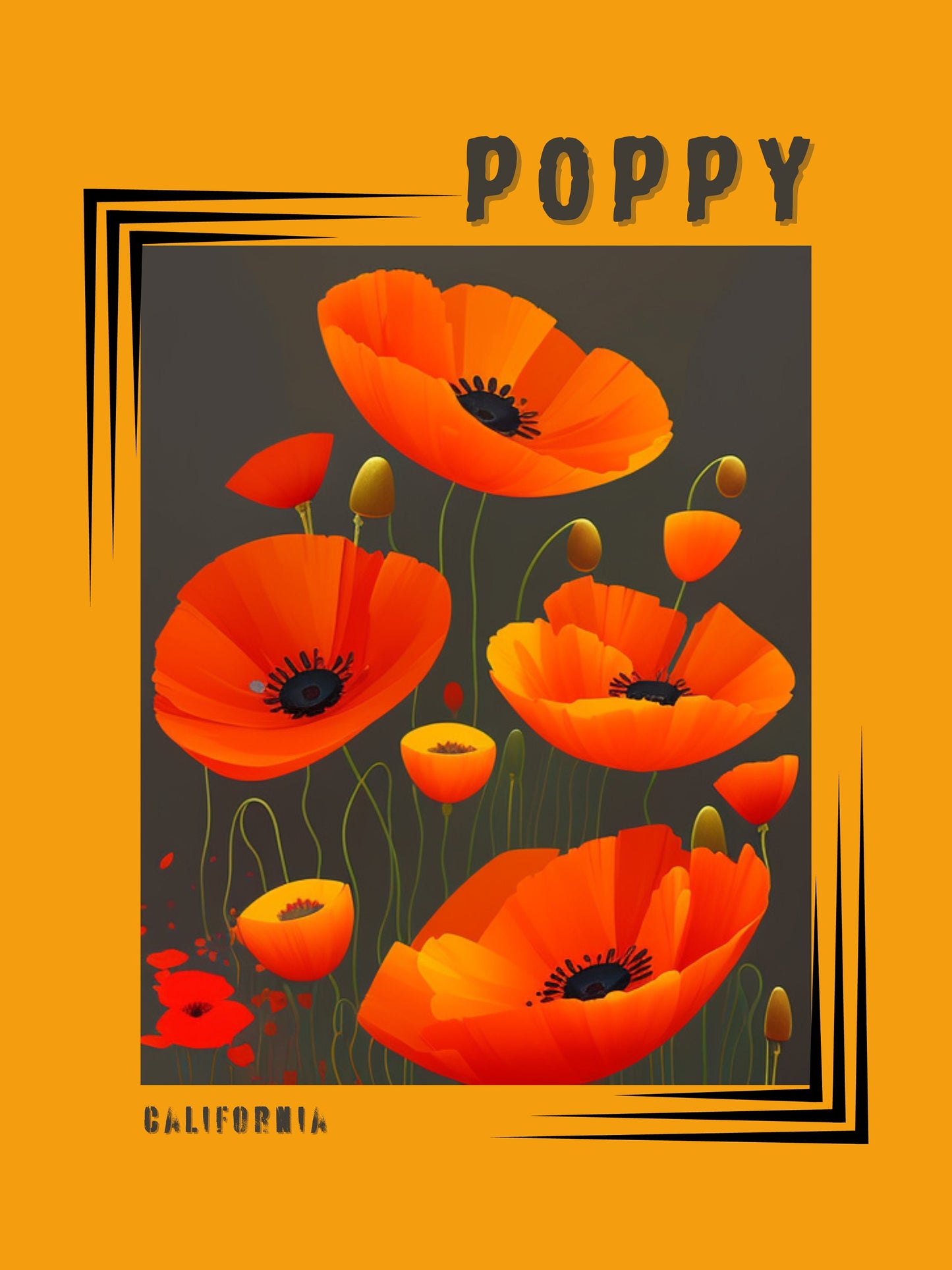 California Poppy Flower Sticker Set - 8pc