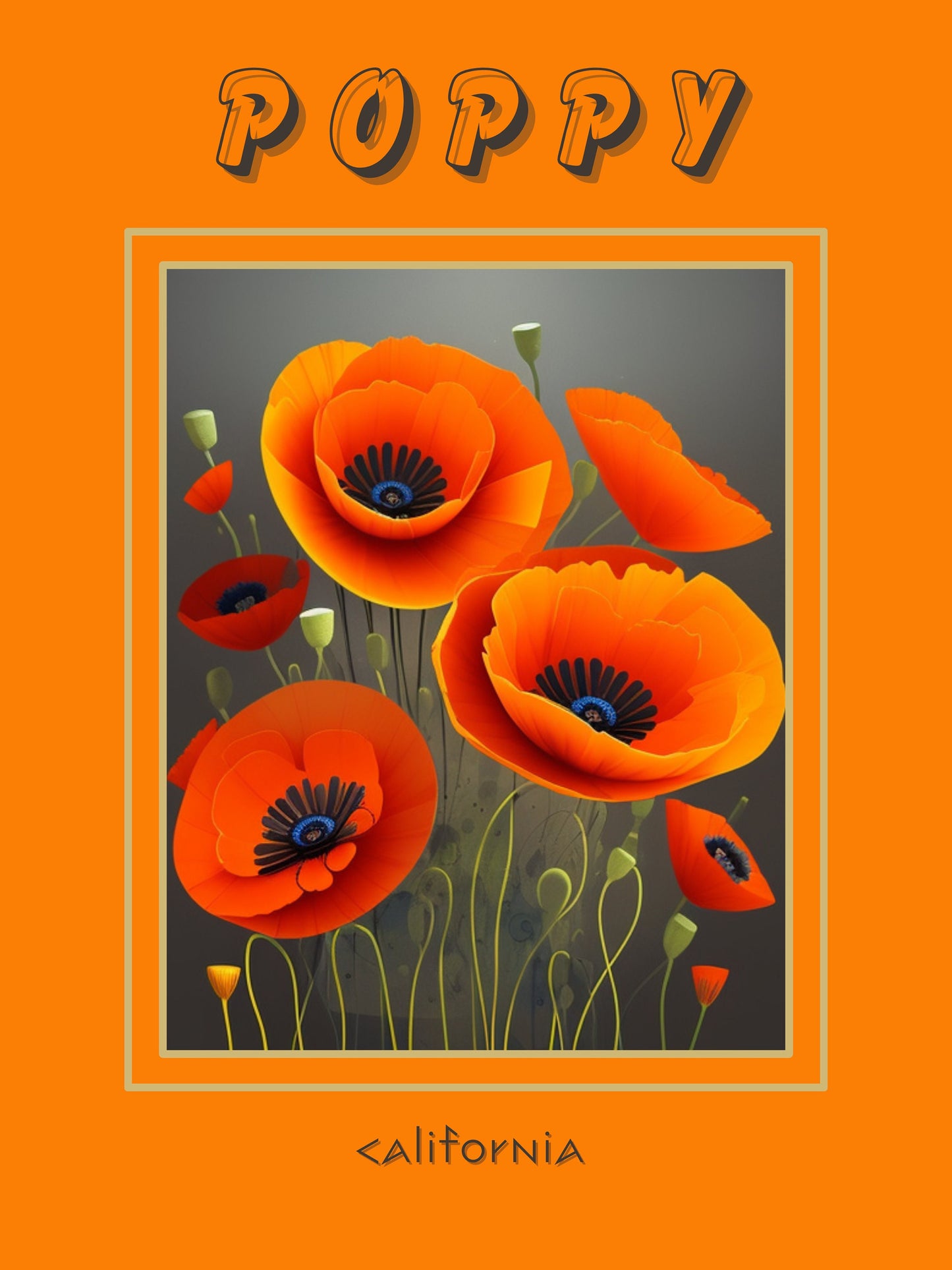 California Poppy Flower Sticker Set - 8pc