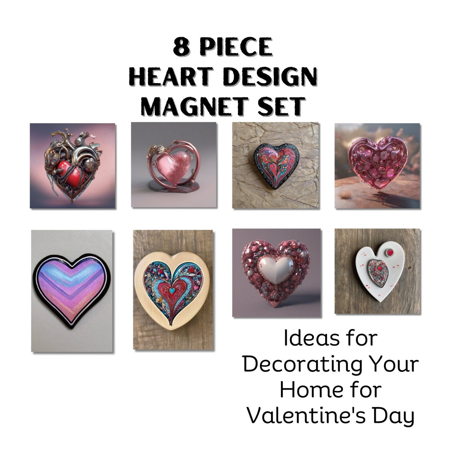 8pcs Heart Design Magnet Set