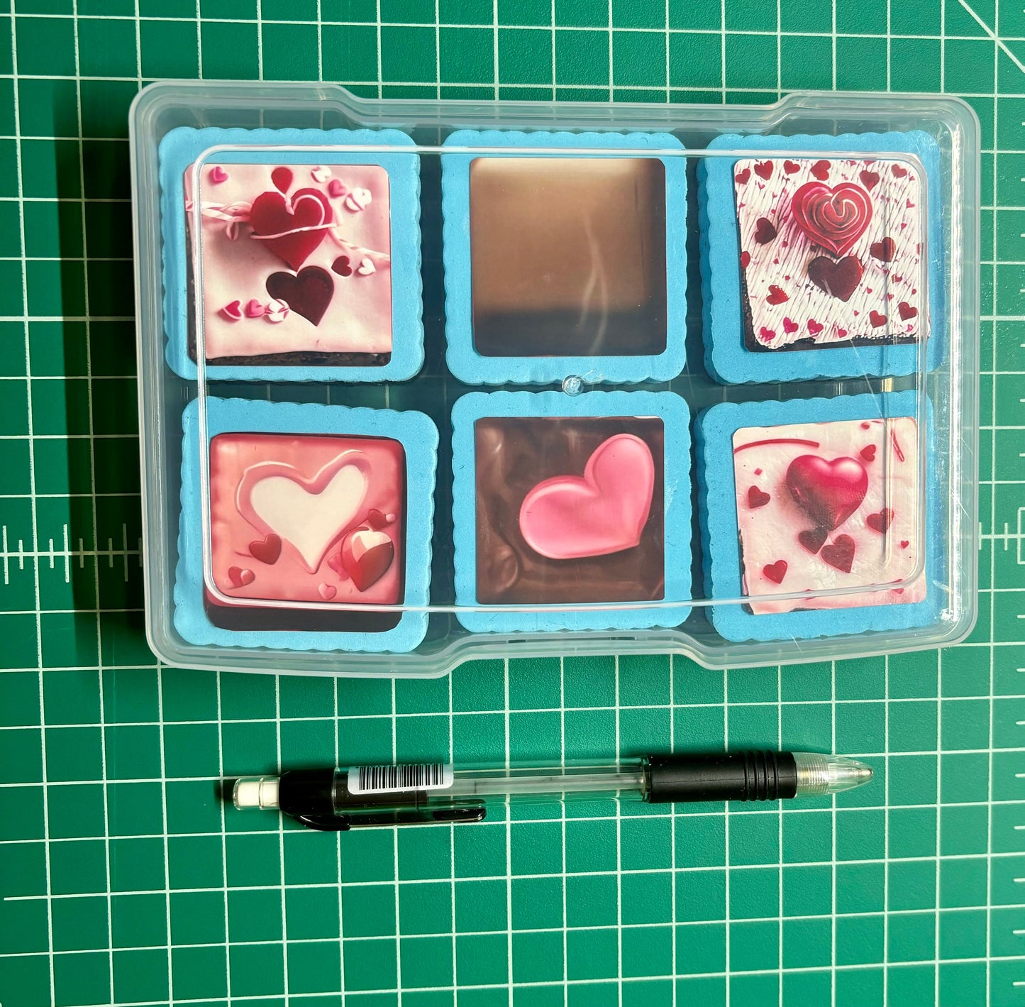 Eraser Set for dry Erase Board with Chocolate Design in Box 2”x2” / Handmade Gift / 6 Erasers in Set (magnetic)