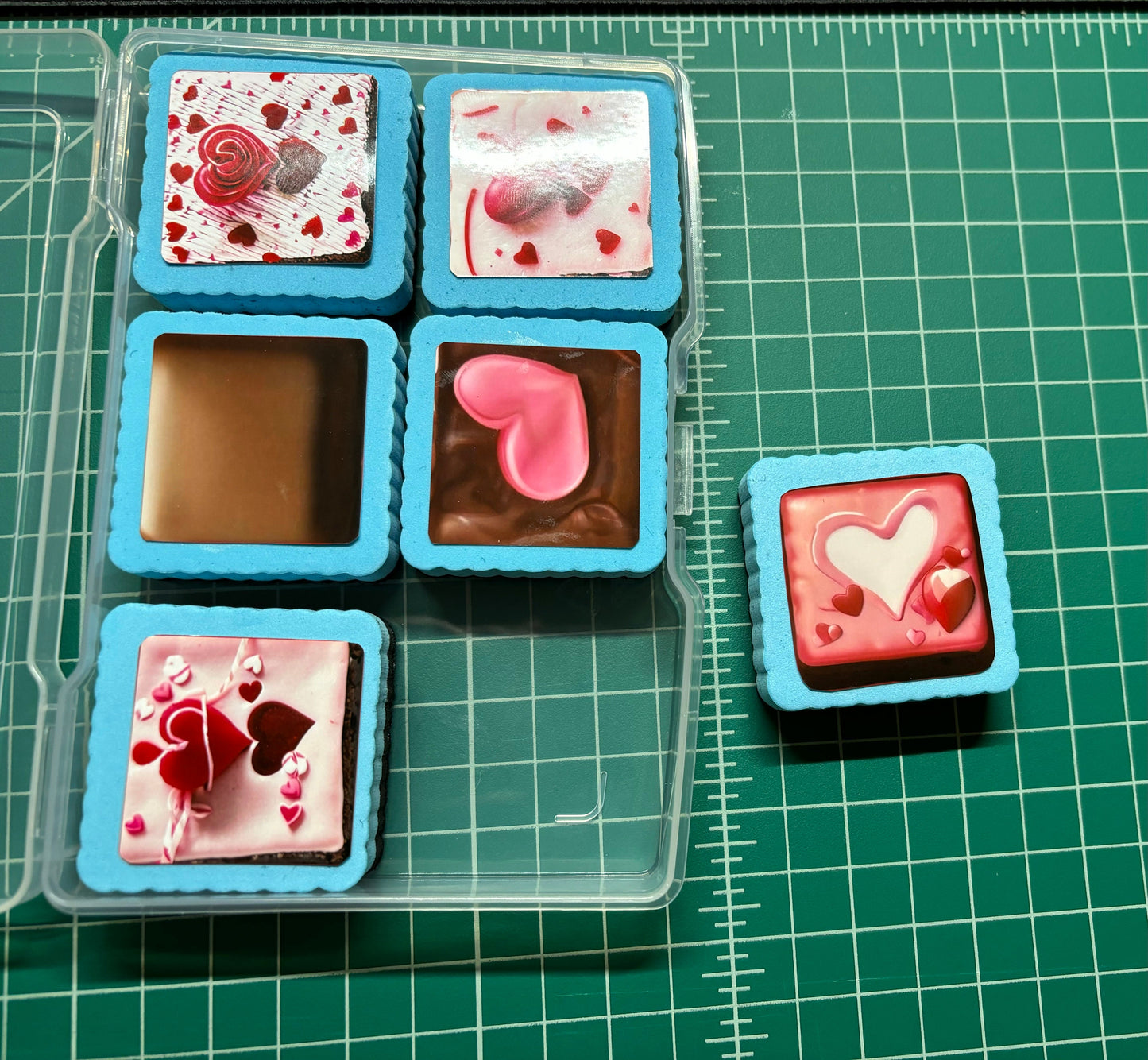 Eraser Set for dry Erase Board with Chocolate Design in Box 2”x2” / Handmade Gift / 6 Erasers in Set (magnetic)