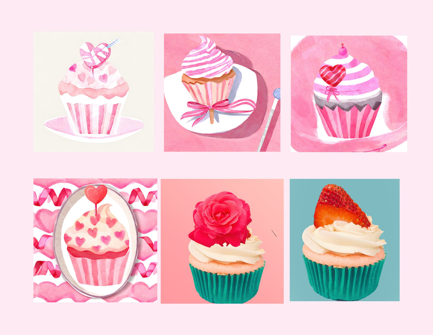 Valentines Day Card Pack / Cupcake Valentines Day Postcards