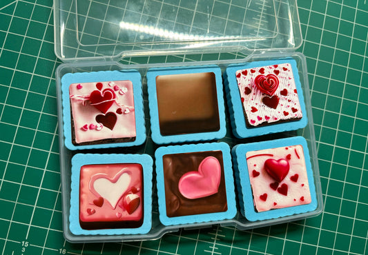 Eraser Set for dry Erase Board with Chocolate Design in Box 2”x2” / Handmade Gift / 6 Erasers in Set (magnetic)