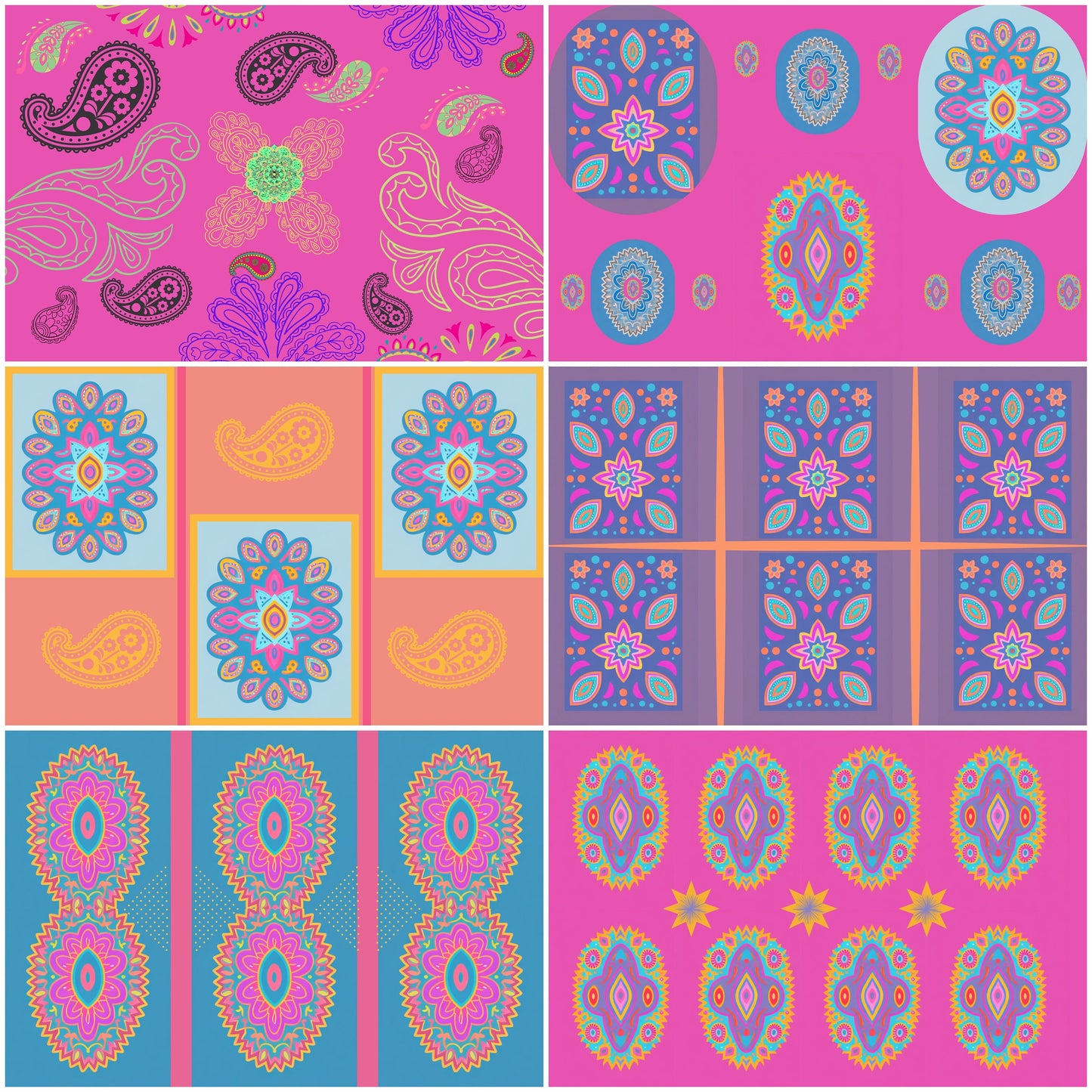 Magnetic Locker Wallpaper - Bright Dancing Paisley Collection - 4 or 6 Sheets