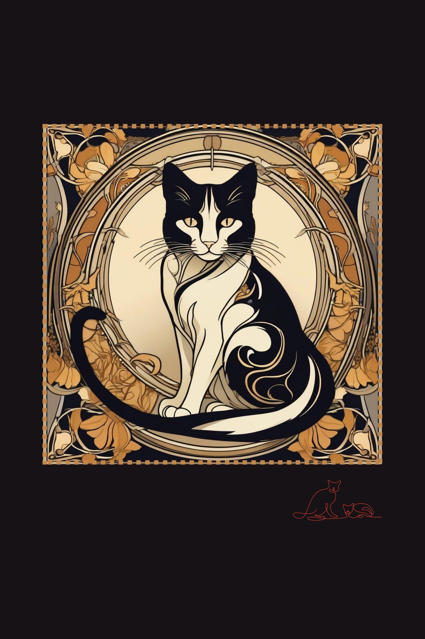 Art nouveau inspired cat print / mini art print