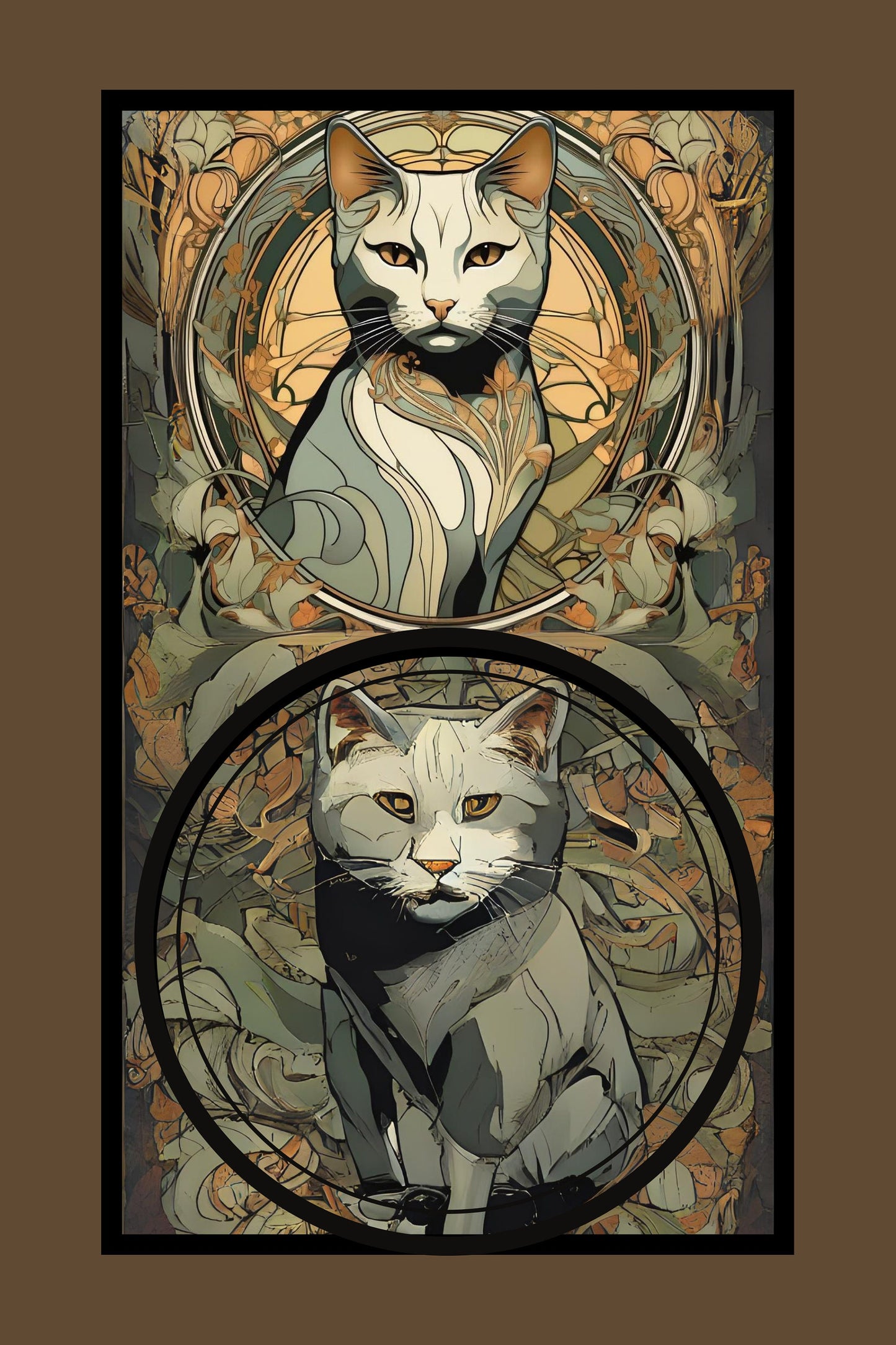 Art nouveau inspired cat print / mini art print