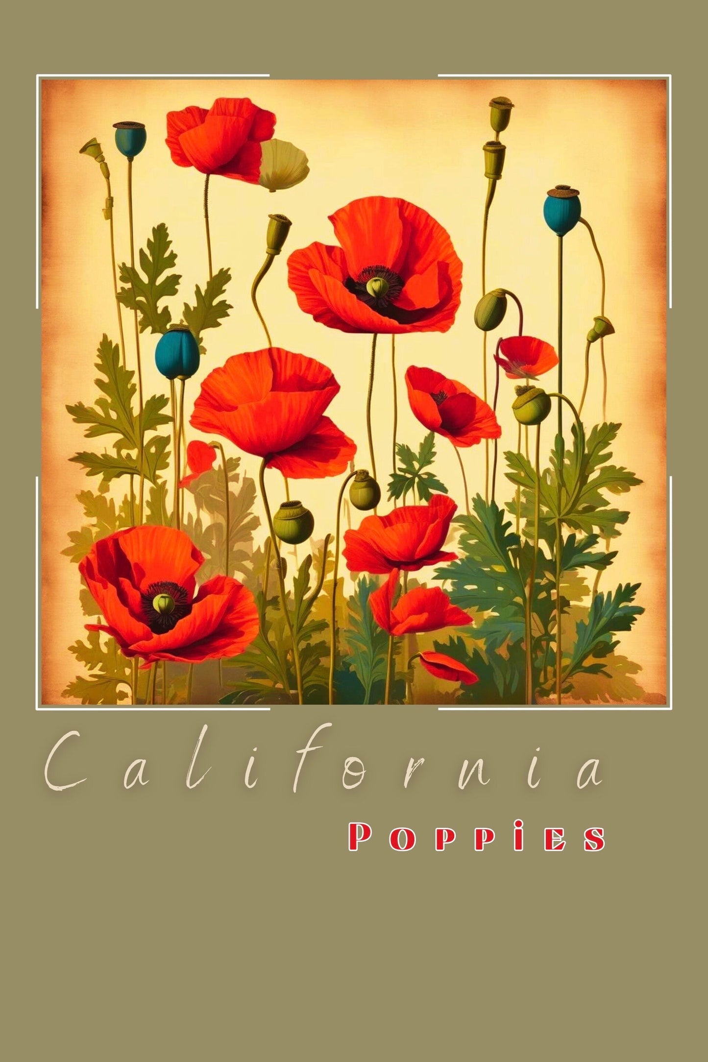 California Poppy Flower Part 2 Sticker Set - 8pc