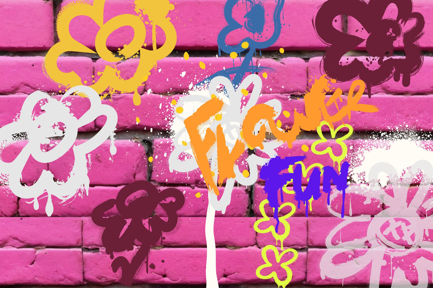 Magnetic Locker Wallpaper - Pink Brick Graffiti Collection - 3 sizes