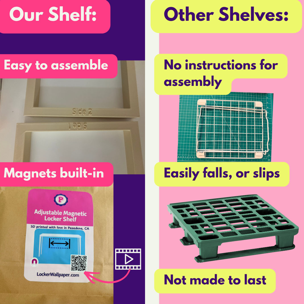 Locker Shelf - Adjustable Width or Floating Style | Multiple Colors