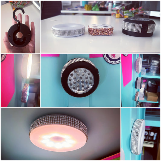 Locker Light / Magnetic Puck Light with Crystal Rhinestones